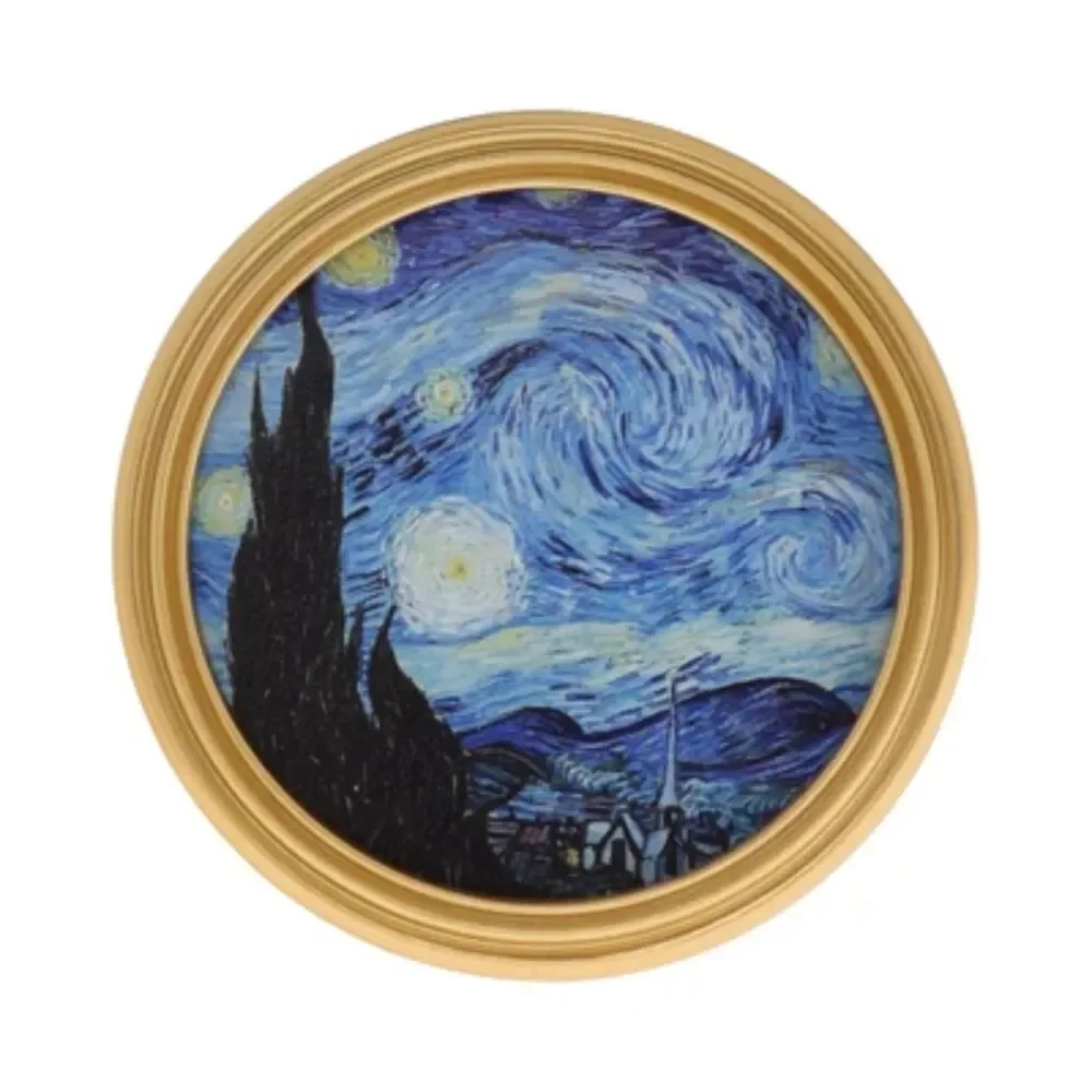 NEW DW Home Evening Teak The Starry Night by Van Gogh Printed Glass Candle